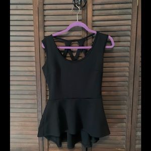 Bisou Bisou Peplum Black Tank